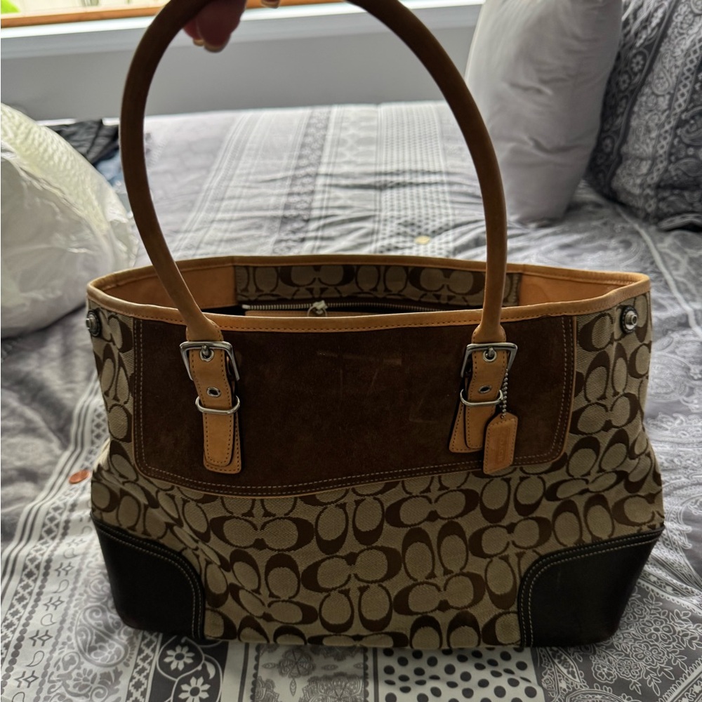 Coach Signature Brown and Tan Tote Bag